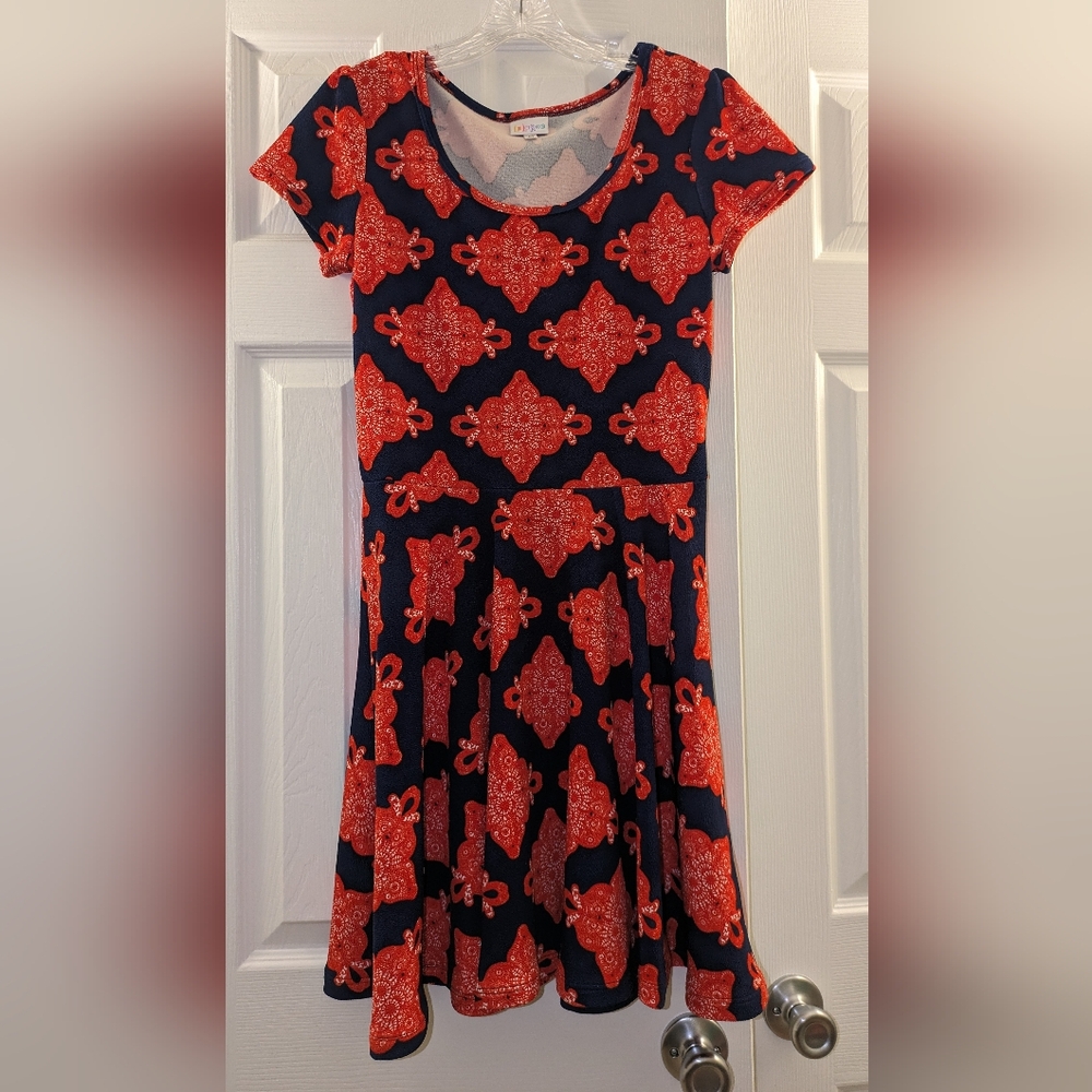 LuLaRoe Nicole Dress Blue and Red Sz MP
